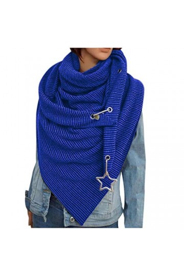 Écharpe triangulaire pour femme - Style rétro - Multifonction - Compatible avec moto - Écharpe dhiver pour femme, bleu, tail