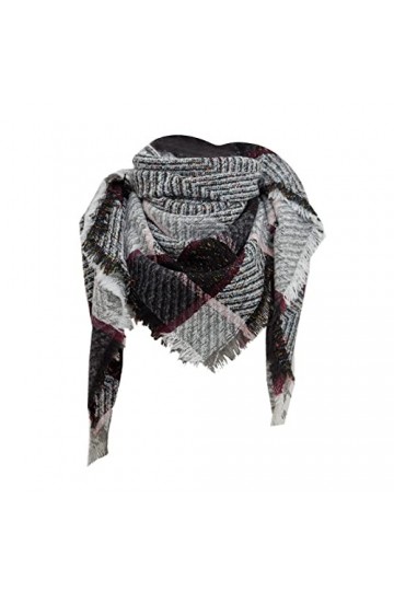 Écharpes et foulards pour femme - Chaud et doux - En coton épais - Carré rouge - Léger - Bicolore à carreaux - Écharpe tube d