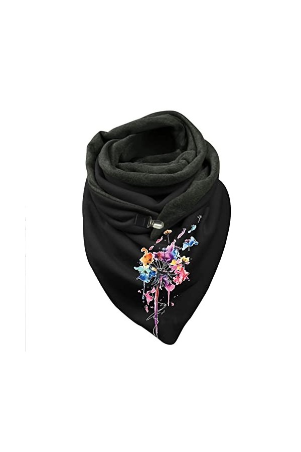 Écharpe dhiver pour femme - Écharpe chaude - Poncho à épissures avec pompons en peluche synthétique - Écharpe à franges - Pa