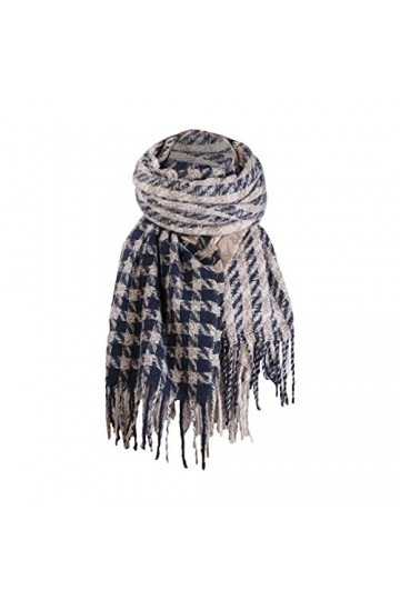 rtdgcv Pashmina Foulard Femme Écharpe Tricotée Femme Mode Hiver Casual Chaud Écharpe Carreaux Simple avec Frange Écharpe Poly