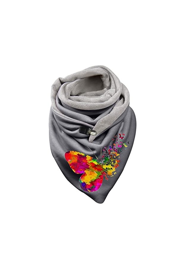 LANSKIRT Écharpe Triangle Femme Hiver Chaud Oversize Automne Hiver avec Bouton ChâLes ÉCharpe Echarpe Châle Vintage Triangle 