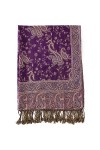 Becolored Écharpe en soie Pashmina avec motif cachemire et bordures - Réversible et confortable avec franges, 8-bleu roi., La