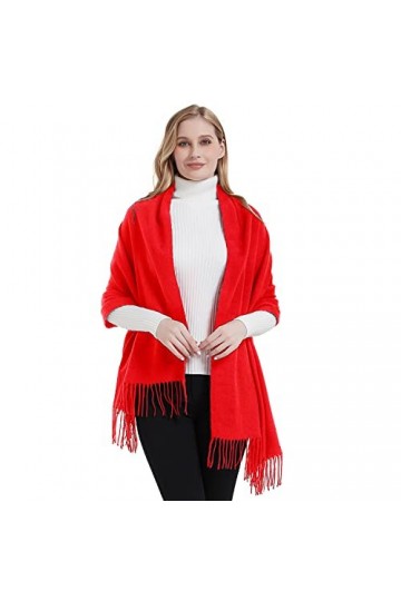 Landisun Châle pashmina de mariage et écharpes pour robe de soirée châle femme écharpe dhiver chaude douce, rouge, taille un