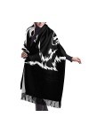 Foulard dhiver chaud imitation pashmina pour homme et femme Noir