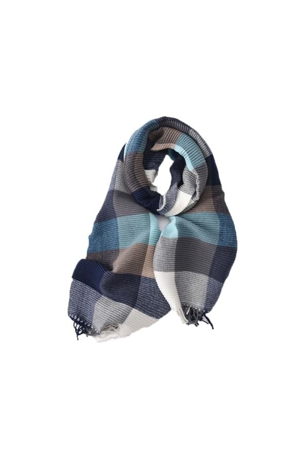 Vobozeany Femme Écharpe Pashmina Grande Foulard Chaud Hiver Tendance Longues Châle Etole Elégant Écharpe à Carreaux avec Fran