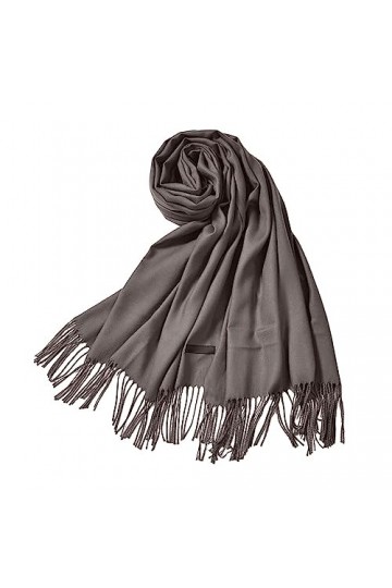 LZPCarra Châle Pashmina Gris Foncé Femme Doux Couleur Unie Mode Chaud avec Franges Écharpe Jaune Homme, gris foncé, taille un