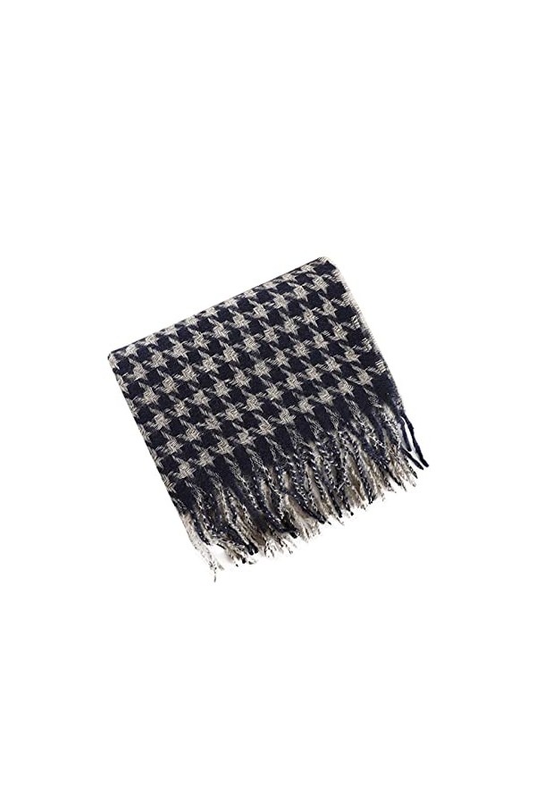 Keepwin Châle pashmina à rayures dhiver en treillis imitation peluche pour femme - Écharpe légère et chaude pour femme, bleu