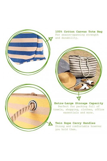 1x Océan Profond 55cm x 36cm Grand Sac de Plage en Toile à Rayures - de Voyage Vacance Achats Client Sac à Main - par Nicola 