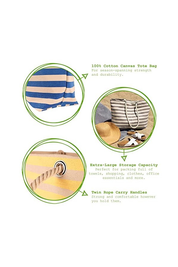 1x Océan Profond 55cm x 36cm Grand Sac de Plage en Toile à Rayures - de Voyage Vacance Achats Client Sac à Main - par Nicola 