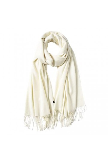 Châle Bavoir pour Femme Cadeau Longue écharpe Blanche avec Pompon pour Femme Grande Sensation Douce Pashmina châles enveloppe