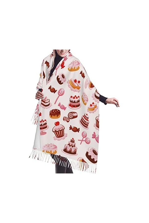 Bingyingne Shawl Wrap Scarf for Women Pink Cake Cupcakes Pastries Pashmina Scarves