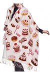 Bingyingne Shawl Wrap Scarf for Women Pink Cake Cupcakes Pastries Pashmina Scarves