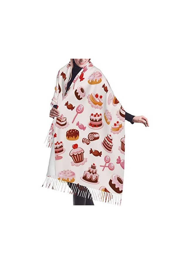 Bingyingne Shawl Wrap Scarf for Women Pink Cake Cupcakes Pastries Pashmina Scarves