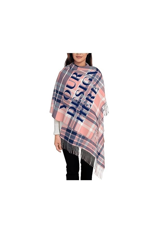 ARSWENGER Foulard Personnalisé Avec Texte Photos, Châle léger en Cachemire Personnalisé,Robes de Soirée de Voyage Gland Pashm