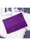 XYUAN Echarpes Et Foulards Femme,Hommes Couleur Pure Longues Écharpes Hiver Chaud Écharpe Violet Foncé Dames Wrap Gland Châle