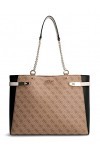 Borsa donna Guess Zadie logo girlfriend tote latte/ black BS22GU131 SG839623 Grande
