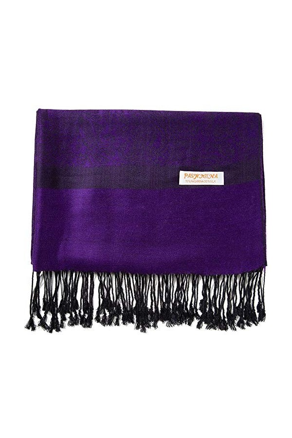 Écharpe en soie pashmina motif cachemire jacquard réversible deux tons, eméraude, Large