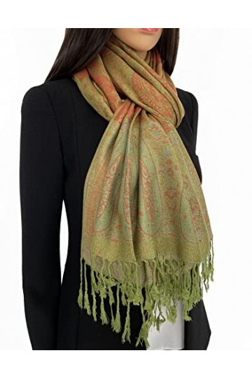 The Accessory Co. Écharpe multicolore pour femme, châle pashmina long à pois, motif cachemire, plume de paon, écharpe en coto