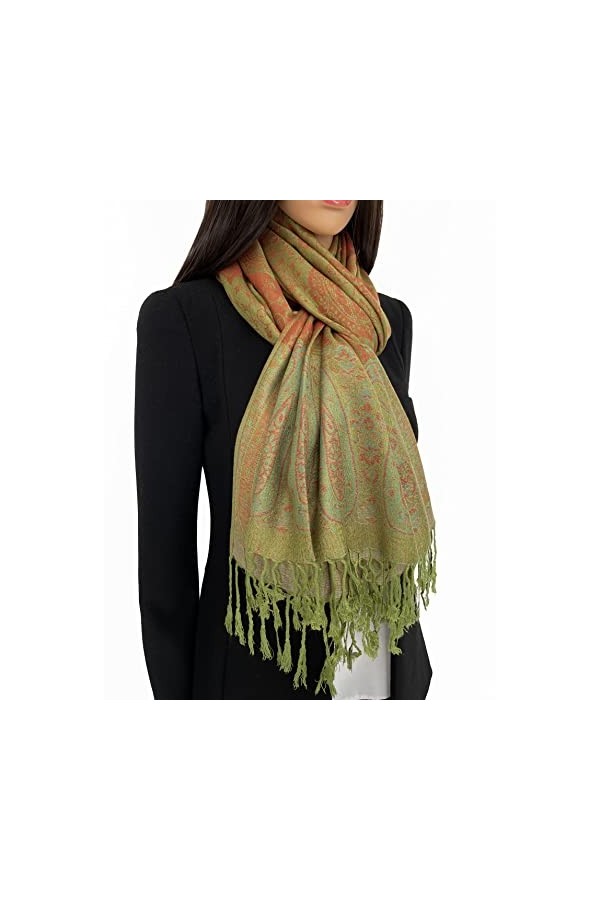 The Accessory Co. Écharpe multicolore pour femme, châle pashmina long à pois, motif cachemire, plume de paon, écharpe en coto