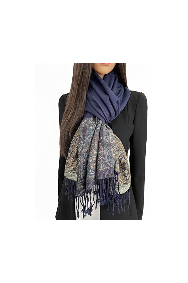 Écharpe multicolore arc-en-ciel pour femme, motif à pois, long châle pashmina coloré cachemire plumes de paon, écharpe en cot