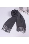CreoQIJI Real Foulard Gris Foncé Pashmina Châle Femme Doux Couleur Unie Mode Chaud Franges Bonnet avec Écharpe, gris foncé, t