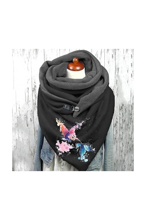 Blingko éCharpe Triangle Femme Chouette en Coton Echarpes Hiver Echarpe Femme Cachemire Imprimé Pissenlit Chaude Echarpe Foul