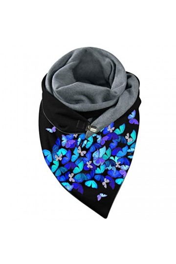 NIUREDLTD Écharpe chaude universelle automne hiver Batterfly imprime élégante Double couche boucle douce écharpe confortable 