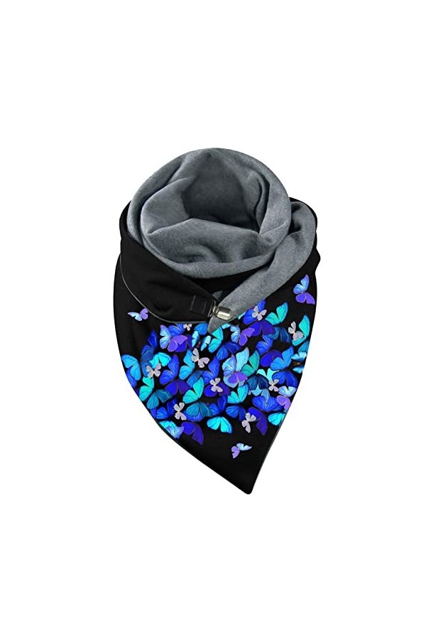 NIUREDLTD Écharpe chaude universelle automne hiver Batterfly imprime élégante Double couche boucle douce écharpe confortable 