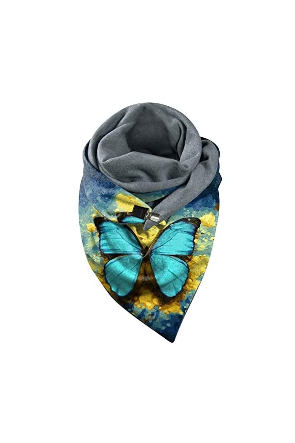 NIUREDLTD Écharpe chaude universelle automne hiver Batterfly imprime élégante Double couche boucle douce écharpe confortable 