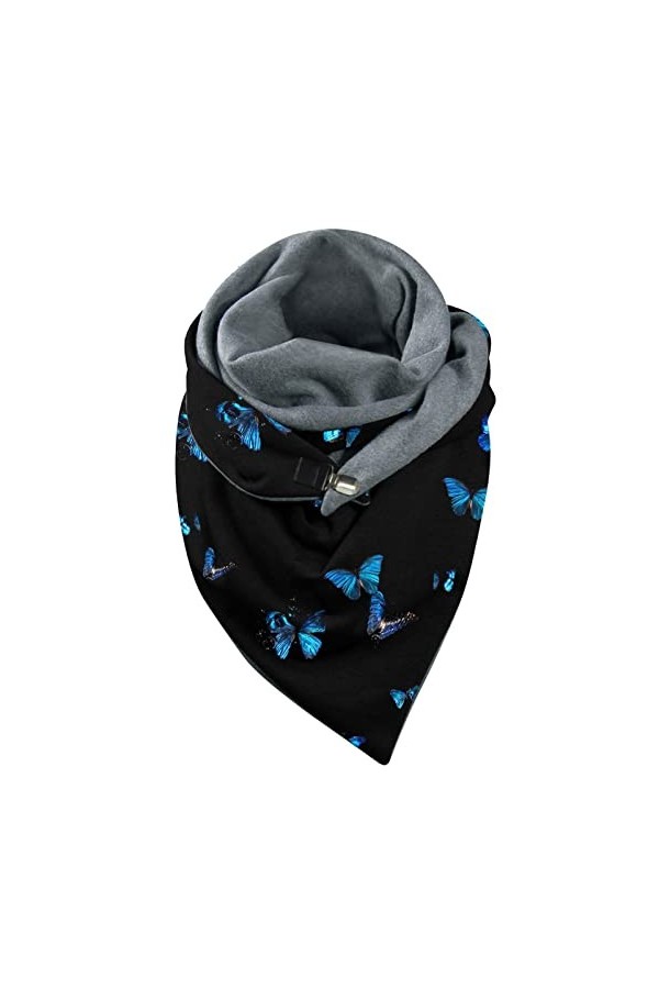 NIUREDLTD Écharpe chaude universelle automne hiver Batterfly imprime élégante Double couche boucle douce écharpe confortable 
