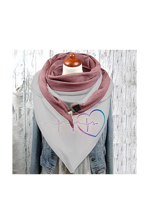 éCharpe Femme Hiver Laine Imprimé Pissenlit Enveloppes Châle Boutonnée Pashmina Echarpes et Foulards Automne et Hiver Echarpe