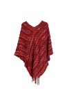 Écharpe Loop Poncho pour femme avec pompons - Écharpe tricotée à franges - Pashminas - Pull - Cape - Cadeaux pour femme - Pul