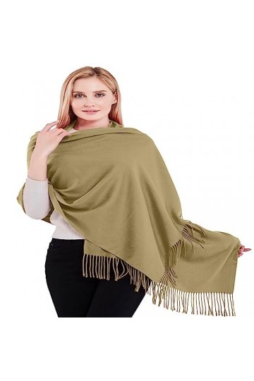 CJ Apparel Foulard épais en coton mélangé, couleur unie, motif pashmina, vison, taille unique