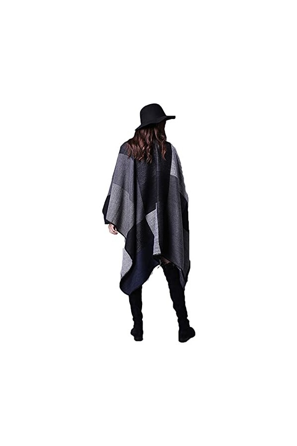 Vincenza Châle tendance pour femme - Grande écharpe de style poncho - Style pashmina épais - Cape dhiver pour femme, Rouge, 