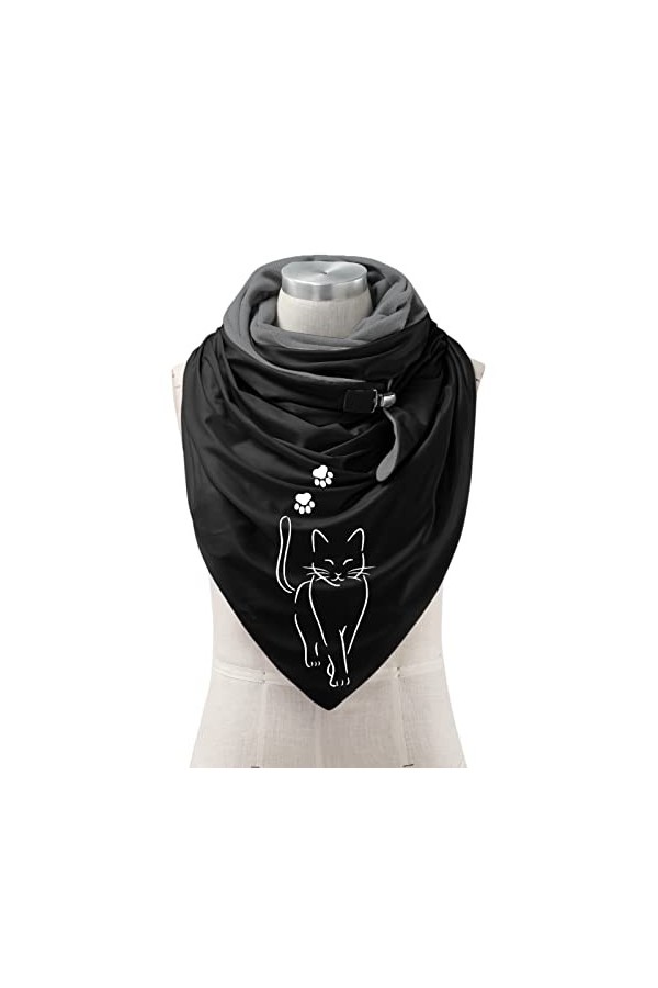 Blingko éCharpe Triangle Femme Chat,Cachemire Chale Automne Hiver Echarpe Femme Chaude Imprimé Papillon Chaude Foulard Cheveu