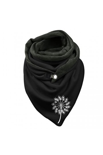 rtdgcv Écharpe Loop Femme Automne et Hiver Polaire Imprimé Pissenlit Chaud Couture Double Couture Triangle Boucle Écharpe Com