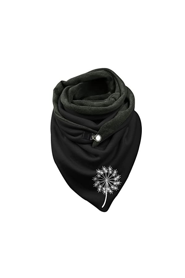 rtdgcv Écharpe Loop Femme Automne et Hiver Polaire Imprimé Pissenlit Chaud Couture Double Couture Triangle Boucle Écharpe Com