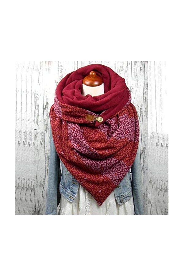 SJYM Mode Femmes Soild Dot Impression Bouton Doux Wrap Casual Chaud Écharpes Châles Écharpe Femmes Écharpe, U, Taille Unique