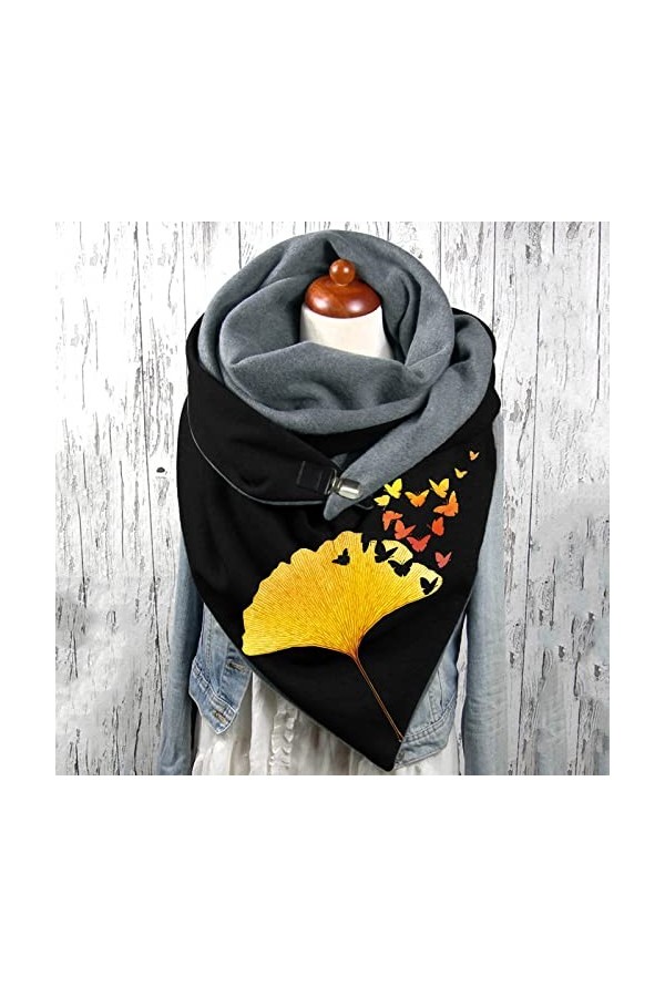 NIUREDLTD Écharpe chaude universelle automne hiver Batterfly imprime élégante Double couche boucle douce écharpe confortable 