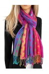 The Accessory Co. Écharpe multicolore arc-en-ciel pour femme, motif à pois, pashmina pashmina en coton doux, motif cachemire 