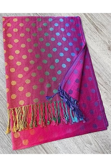 The Accessory Co. Écharpe multicolore arc-en-ciel pour femme, motif à pois, pashmina pashmina en coton doux, motif cachemire 