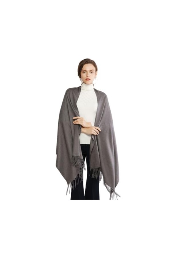 CreoQIJI Ski Écharpe Femme Pashmina Écharpe Femme Doux Couleur Unie Mode Chaud avec Franges Écharpe Femme Triangle, bleu, tai