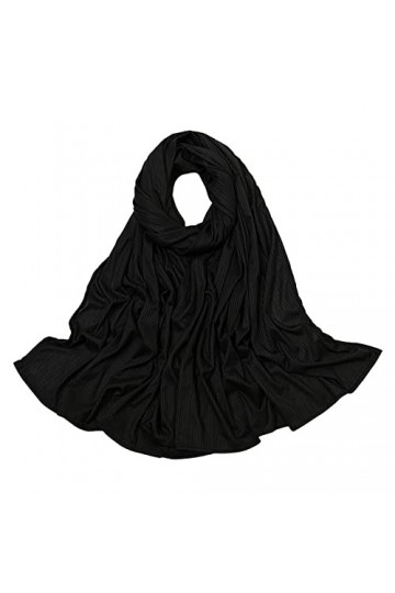 Cravate Rouge Fine Hijab à côtes en Tricot Multicolore de Couleur Unie pour Femmes Pashmina Bleu Dark Gray, One Size 