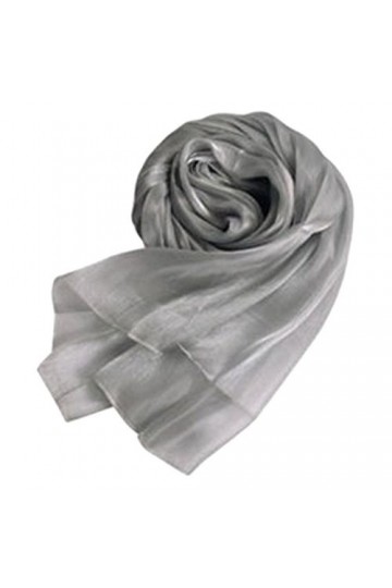 Gazechimp Femmes Foulards Longues Doux Echarpe Châle en Mousseline de Soie Coloré 200x70cm - Gris Argent, Taille unique