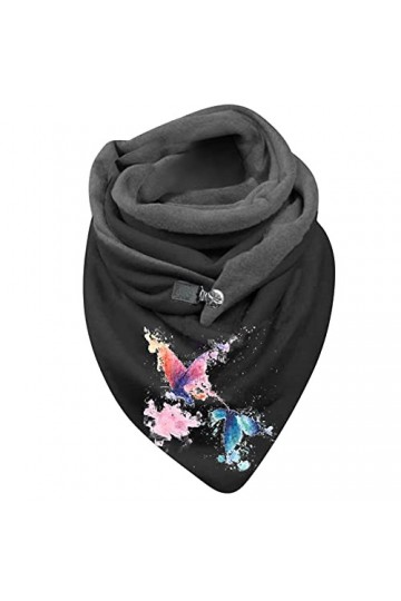 Blingko Echarpe Hiver Femme en Polaire Etoles Hiver Echarpe Femme Chaude Imprimé Papillon Épaisse Châle Écharpe Vintage Trian