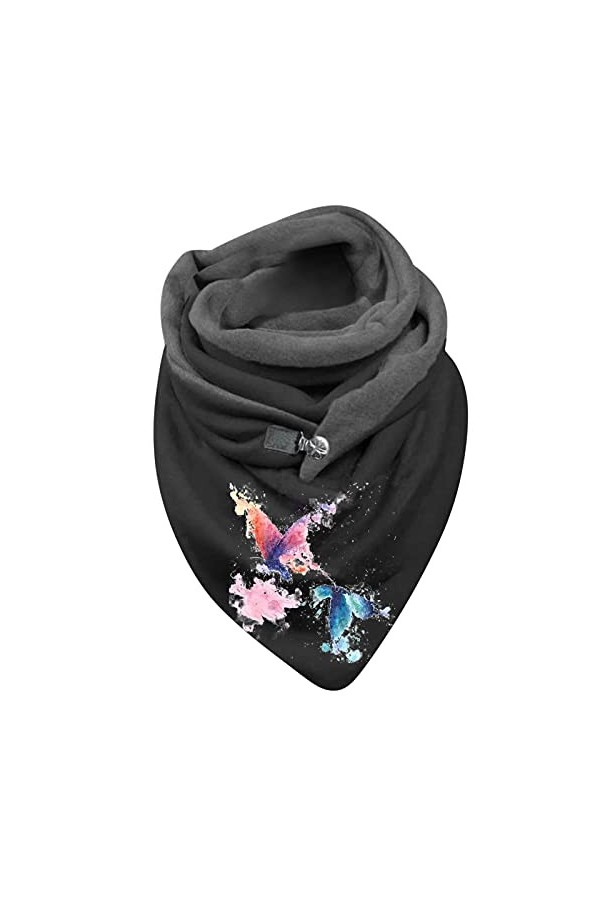 Blingko Echarpe Hiver Femme en Polaire Etoles Hiver Echarpe Femme Chaude Imprimé Papillon Épaisse Châle Écharpe Vintage Trian