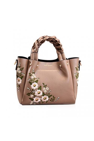 NICOLE & DORIS Sac à Main Brodé Sac Décontracté pour Femmes Sac portés Main Sac Fourre-Tout en Simili Cuir Sac à Bandoulière 