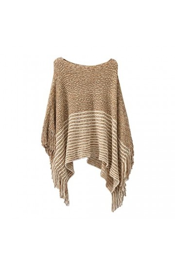 Foulard pour femme - Poncho avec pompons - Écharpe tricotée - Frange - Pashminas - Pull - Cape - Cadeaux pour femmes - Pull -
