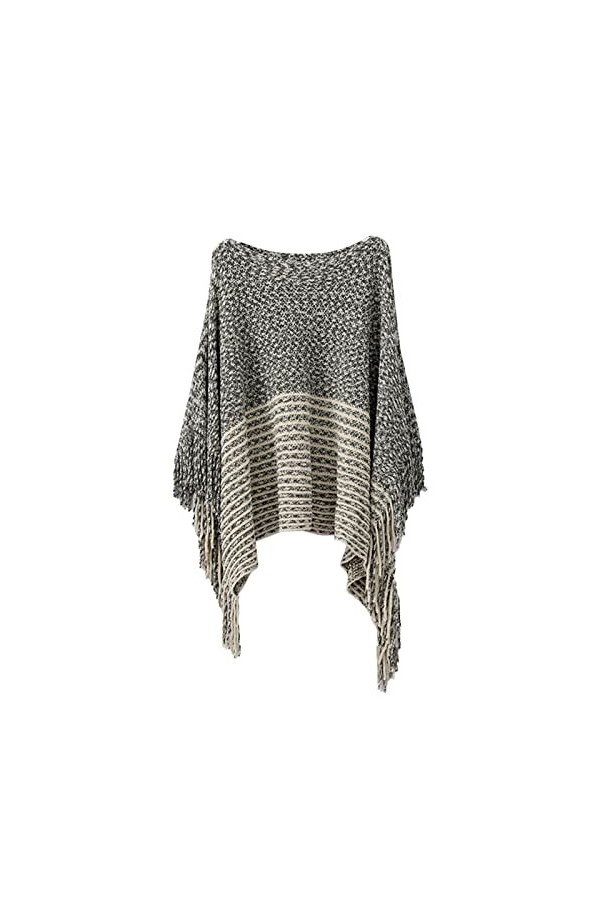 Foulard pour femme - Poncho avec pompons - Écharpe tricotée - Frange - Pashminas - Pull - Cape - Cadeaux pour femmes - Pull -