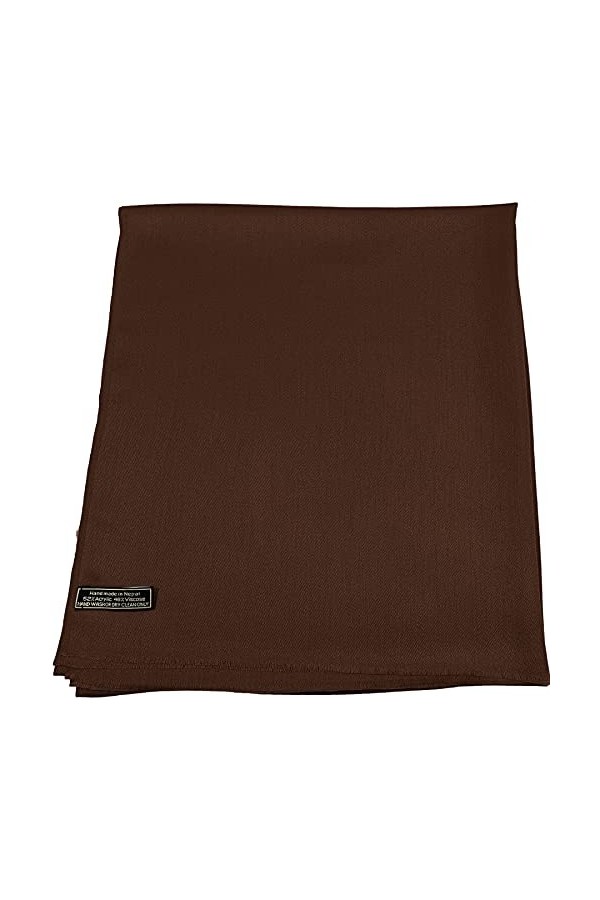 CJ Apparel Marron Foncé Echarpe de Pashmina en Châle Népalaise Solide Couleur Unie Conception Wrap Étole